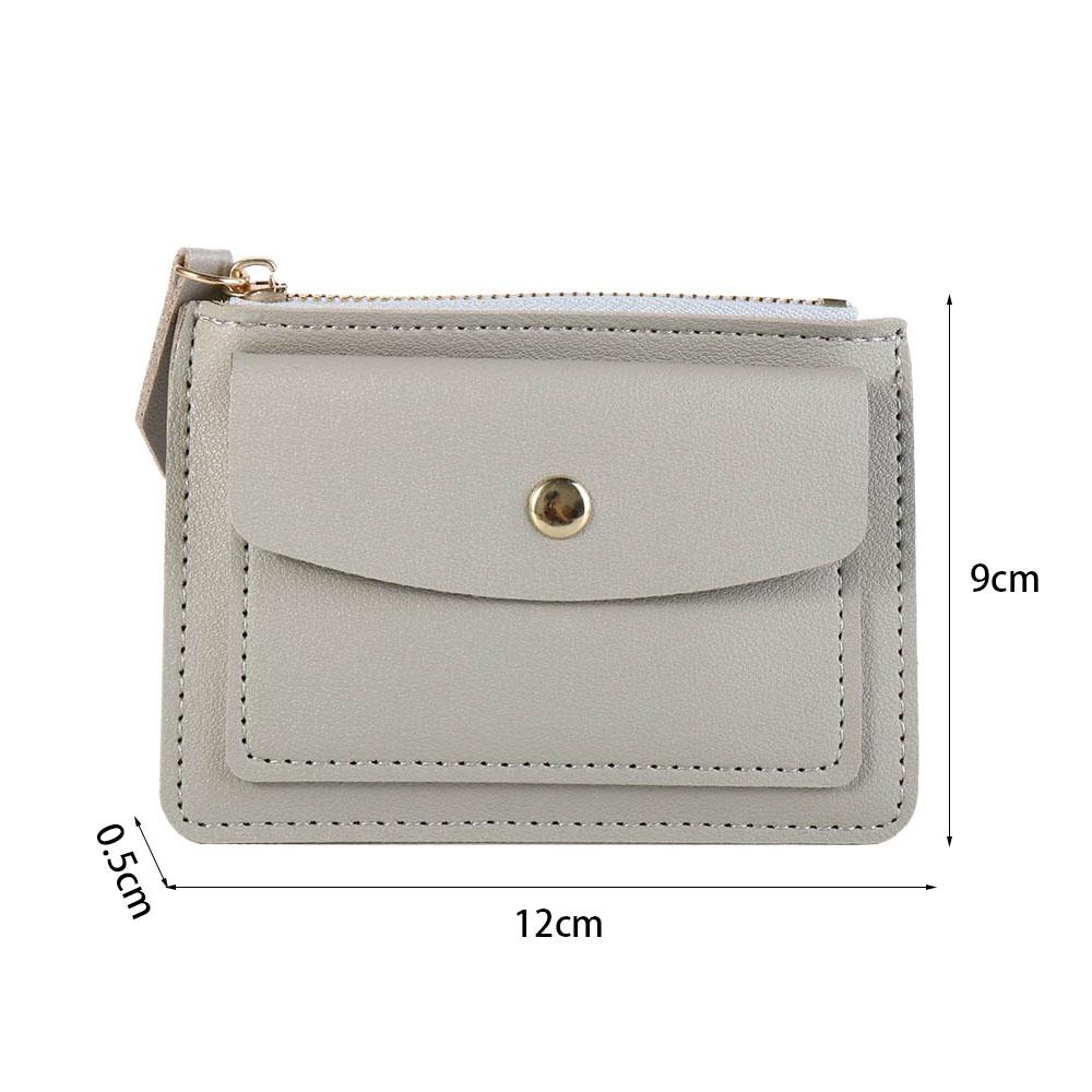 Multifunctional Leather Coin Purse Small Short Credit Card Holder Simple Zipper Short Wallet  Girls