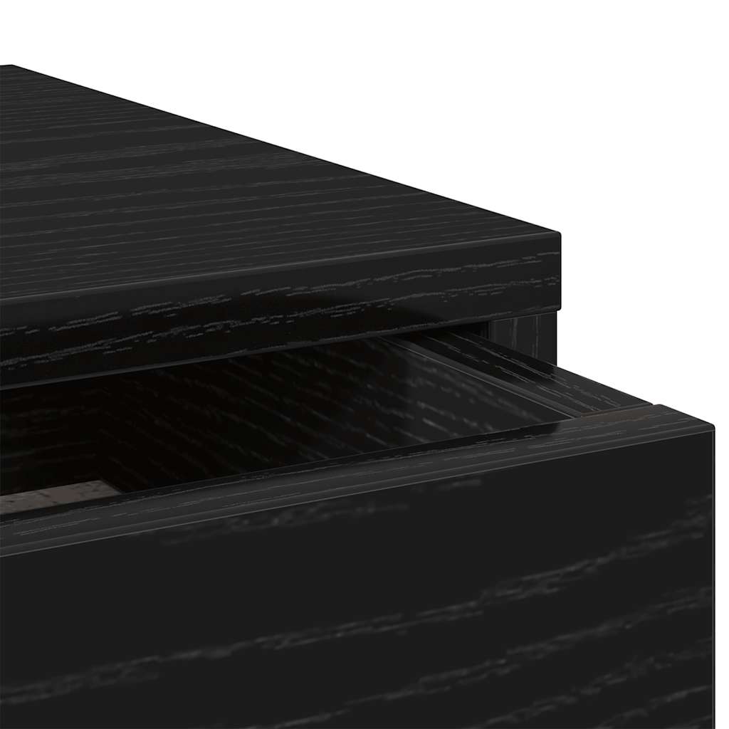 Dual Monitor Stand with Drawers Black Oak Effect 100 X 27 X 15 Cm