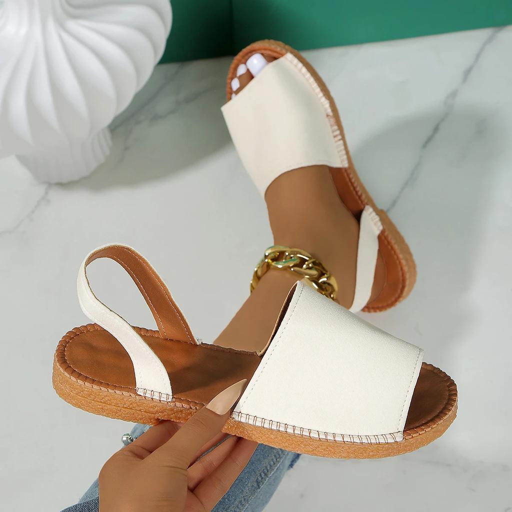 2025 New Summer Women Shoes Female Hot Sale Buckle Strap Women Sandals Casual Sandals Women New Peep Toe Flat Sandals