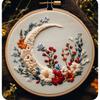 Starry Moon Embroidery KIT- Cross Stitch Kit DIY Needlepoint Including Cloth with Pattern, Hoop, Needles Instruction and Threads