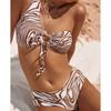 Bikini Sexy Women Swimsuit One Shoulder Front Tie Split Swimsuit Thong Brazilian Bikini Beachwear Bathing Suits