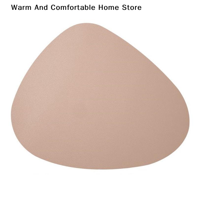 Double Sided Anti Slip PU Insulation Pad Table Mat, Nordic Style Imitation Cowhide Pattern Water Droplet Shaped Leather Placemat