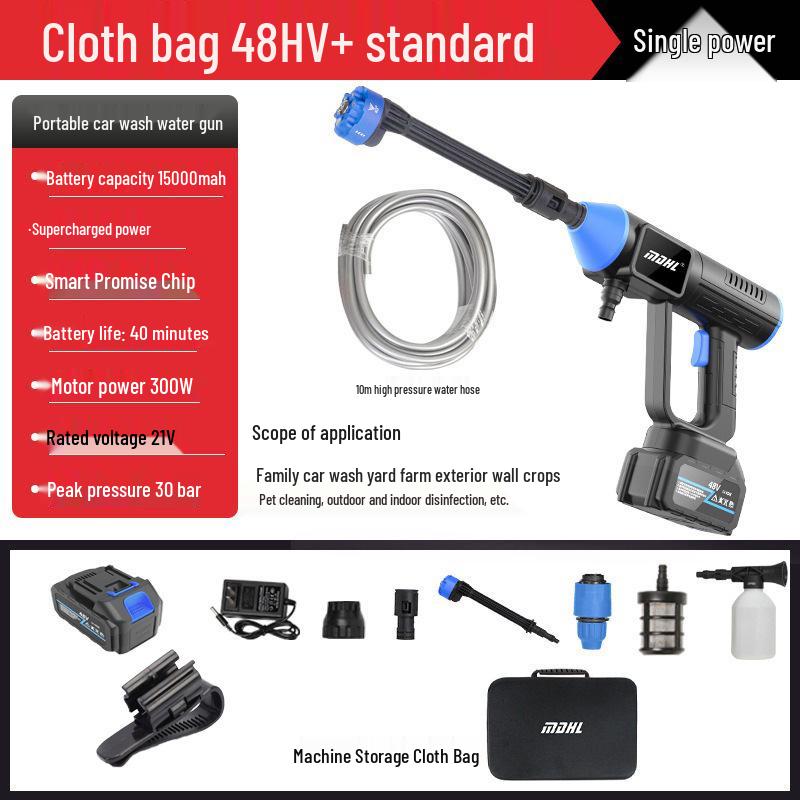 High-Pressure Wireless Portable Car Wash Gun with Lithium Battery