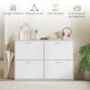 Shoe Cabinet with 4 Flip Drawer, Modern Shoe Storage Cabinet with Adjustable Shelves for Hallway, Entryway, Holds 16-24 Pairs, White