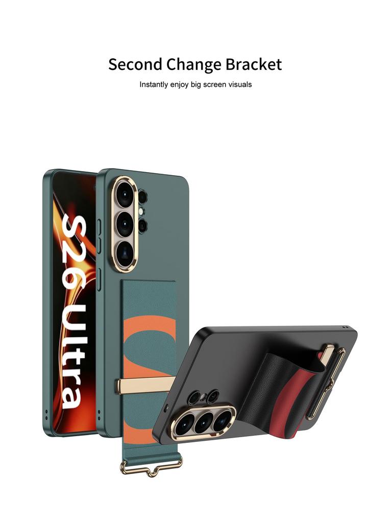 Samsung S26 Ultra-Thin Drop-Proof Wrist Strap Case: Fashionable, Solid Color, Fine Hole Design