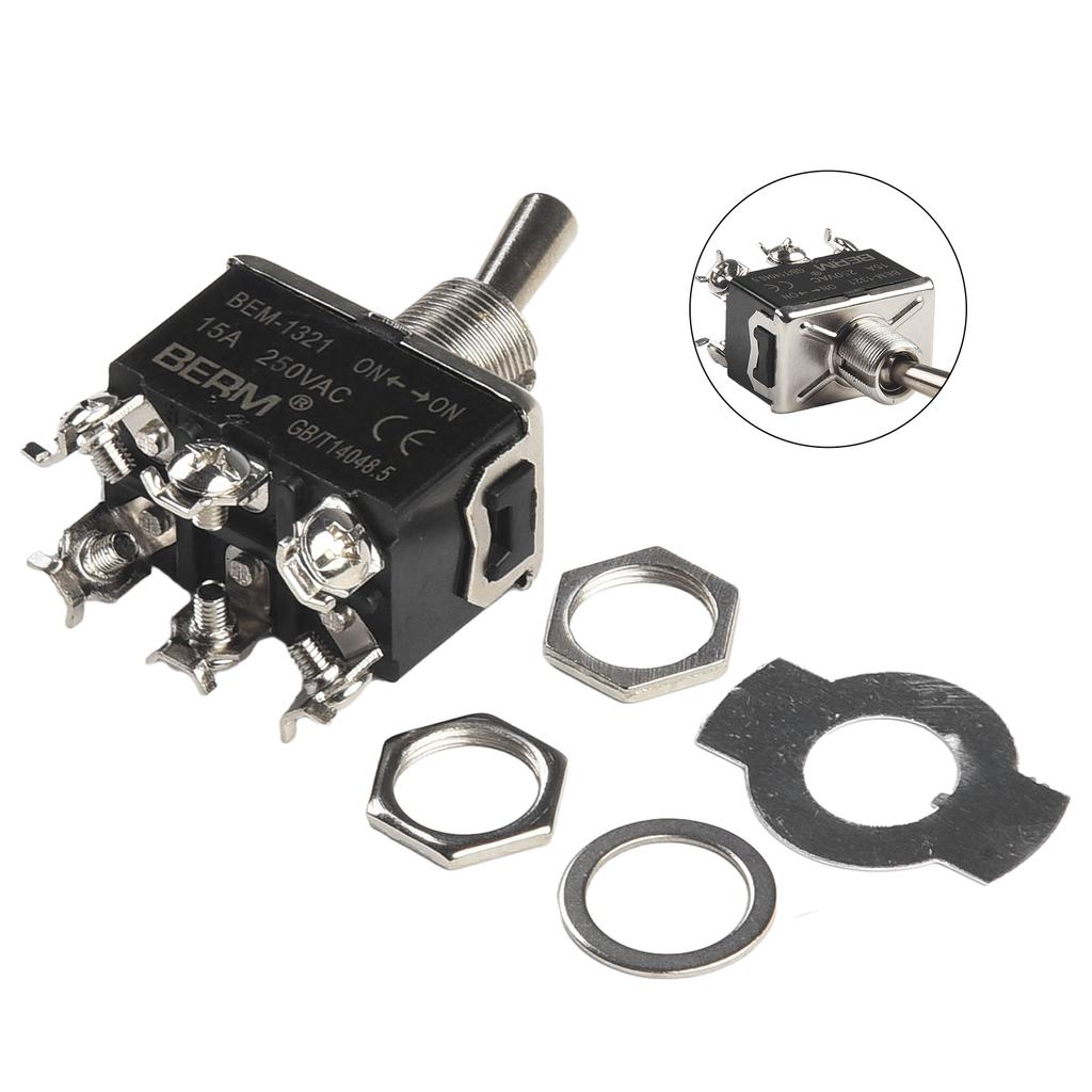 Professional 12V Car Metal Toggle Switch Double Pole Center Off 20A Screw Terminal Quantity 1 Package Tact Switch