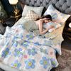 Summer Washed Cotton Quilt Air-Conditioning Comforter Soft Breathable Blanket Thin Leaf Print Bedspread Bed Cover Home Textiles