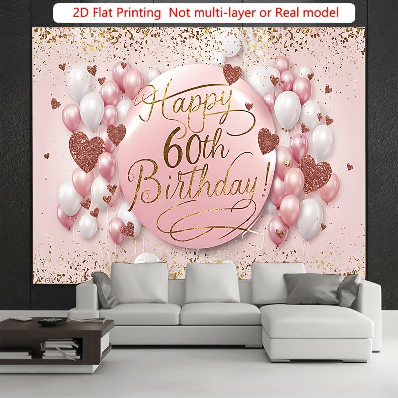 2D flat banner, 1 piece, background decoration item for 60th birthday party, polyester banner decoration.