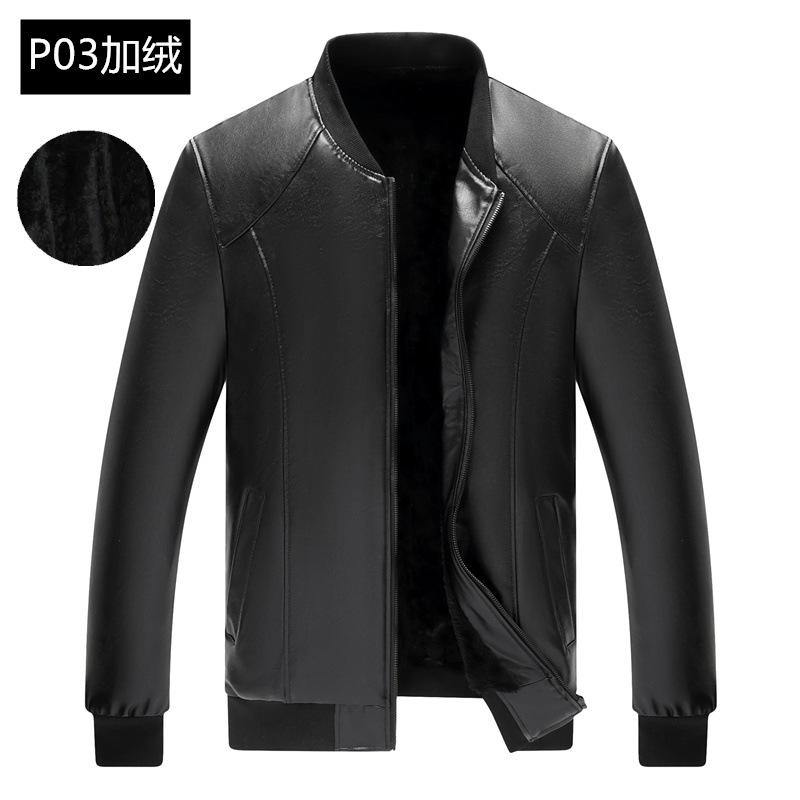 Middle-Aged Leather Jacket Men S Coat Round Neck Spring And Autumn Thin Men S Pu Boyfriend Motorcycle Leather Jacket New L