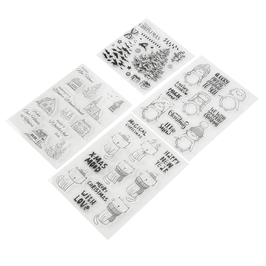 4Pcs Clear Stamps Clear Imprint Recycle Use Easily Unique Shape Various Styles  Transparent Stamp