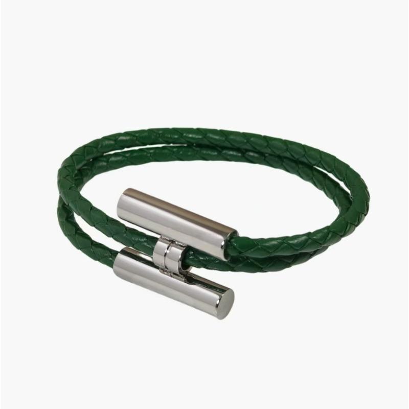 Stainless Steel Bracelet, Leather Woven Bracelet, Various Colors, Geometric Style, Light Luxury Style