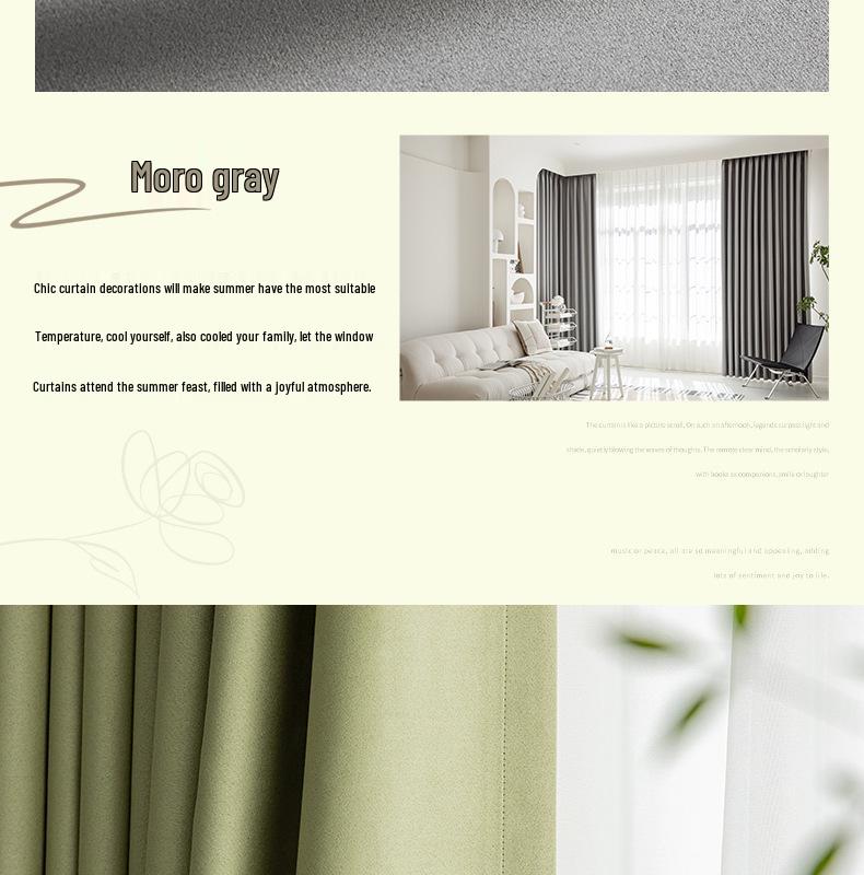 Cortinas de Chenille Nórdicas Francesas de Alta Qualidade para Chá com Leite: Proteção Solar Ultra e Isolamento para Sala de Estar/Sombreamento para Janelas de Sacada de Quarto Japonês