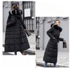 BITCED Winter Women's Cotton Coat - Extended Length with Large Fur Collar Thickened Long-Length Women's Down-Filled Cotton Jacket