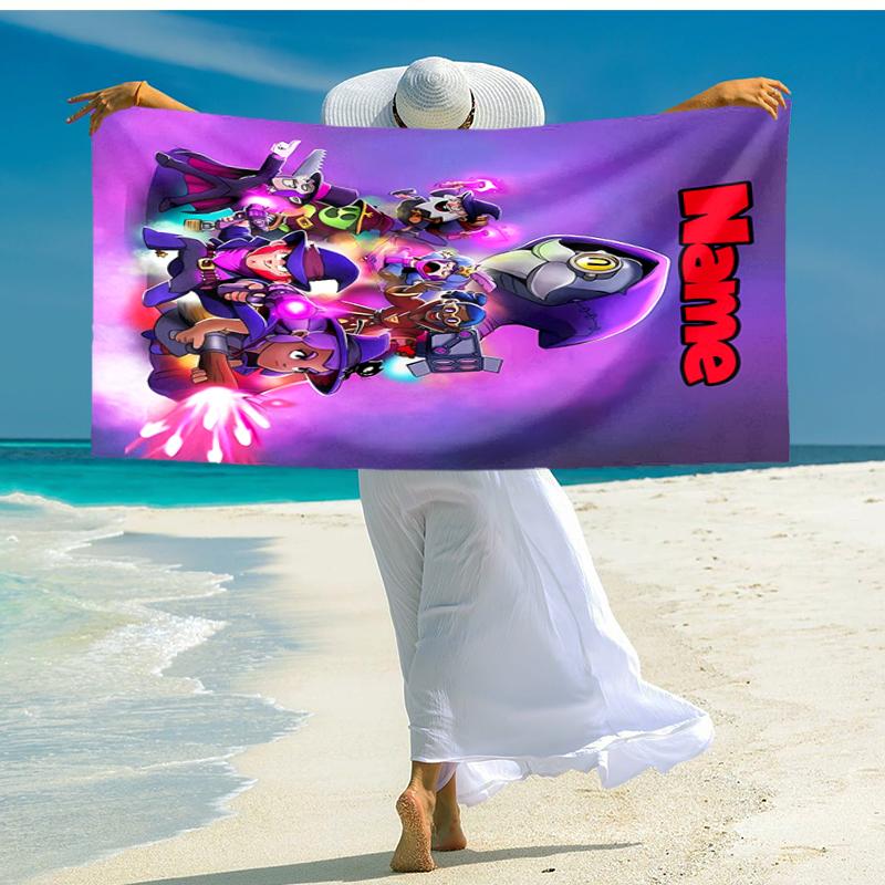 Personalized Customized Proof Beach Towel with Brawl Stars Pattern - Soft, Absorbent, Quick-drying, Perfect Swimming, Camping&bathing