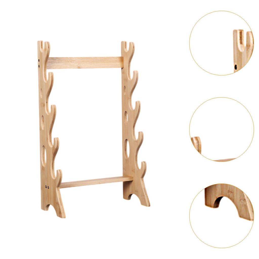 Sword Display Stand 5 Layer Flute Stand Stable Desktop Wood Sword Wall Hanger Sword Rack for Wakizashi Lightsaber Swords Flutes