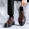 Men Korean Wedding Groom Leather Shoes, Trendy Color Business Dress British Style Casual for Adult Men