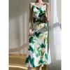 V-neck Spaghetti Strap Floral Dress Women V-neck Loose Sling Floral Dress