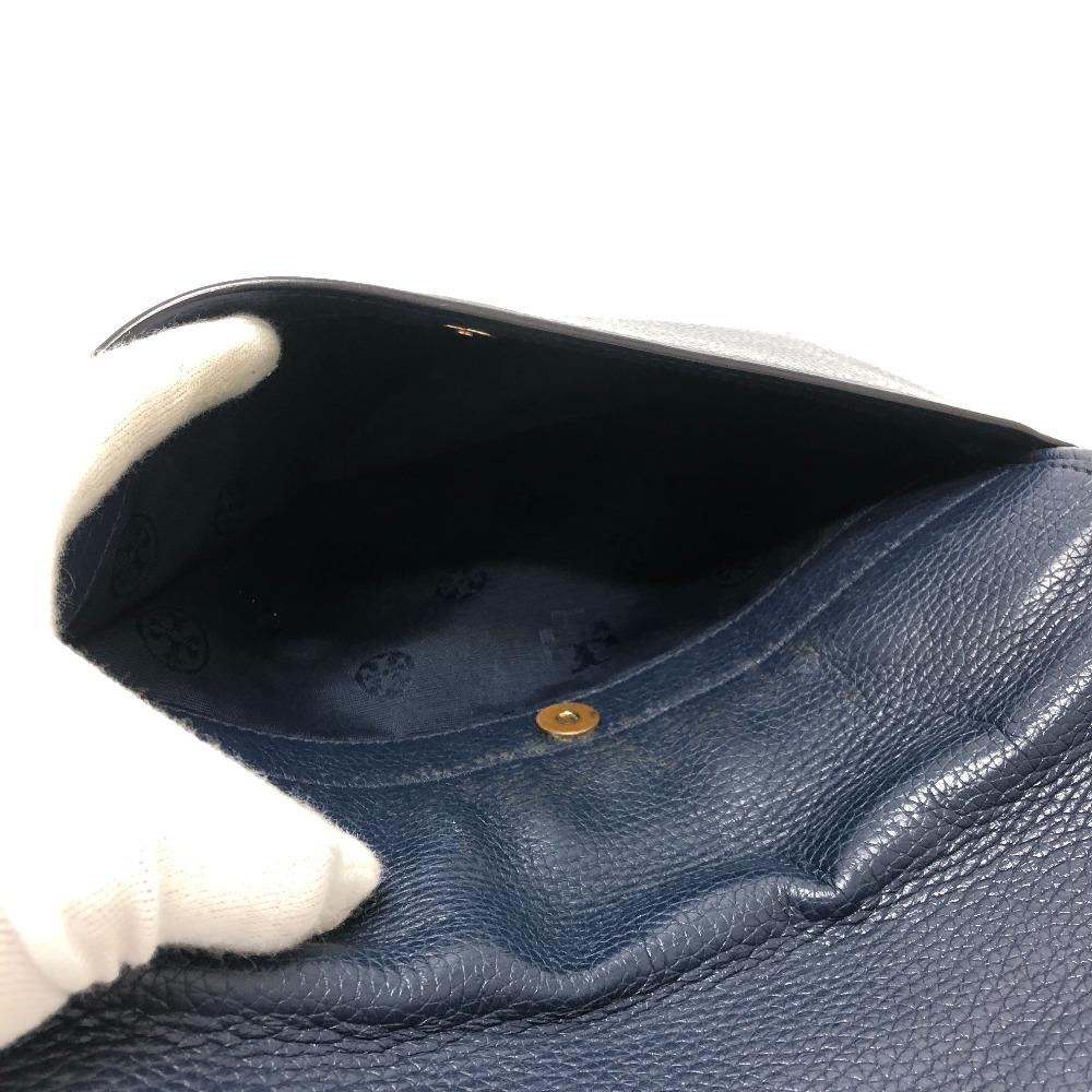 Tory Burch Logo fringe Shoulder Bag Leather blue/SilverHardware