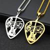 Music Guitar Pick Pendant Necklace for Women/Men Stainless Steel Gold Color Punk Bass Note Chain Necklace Party Jewelry collar