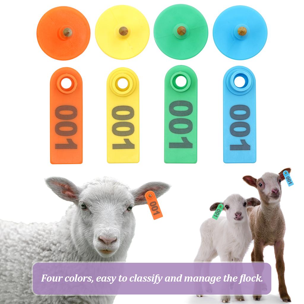 No. 1-500 Sheep Ear Tag Signs with The Word Ear Laser Typing Copper Head Earrings Farm Animal Identification Card 100Pcs