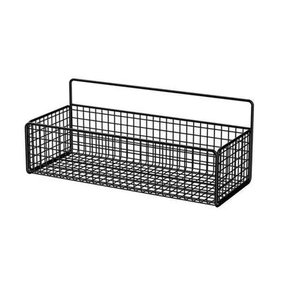 Wall Hanging Storage Rack Multifunctional Portable Iron Wire Bin Basket for Bathroom Kitchen Black
