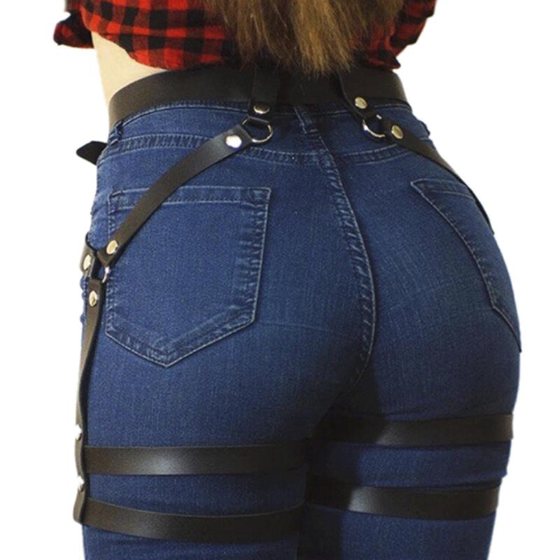 Womens Leather Harness Garter Belts Erotic Body Cage Lingerie Gothic Strap Wear