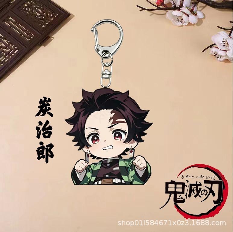 Acrylic Anime Keychain Nezuko Mitsuri Kanroji Muichiro Tokito Double Sided Transparent Pendant Cosplay Accessories