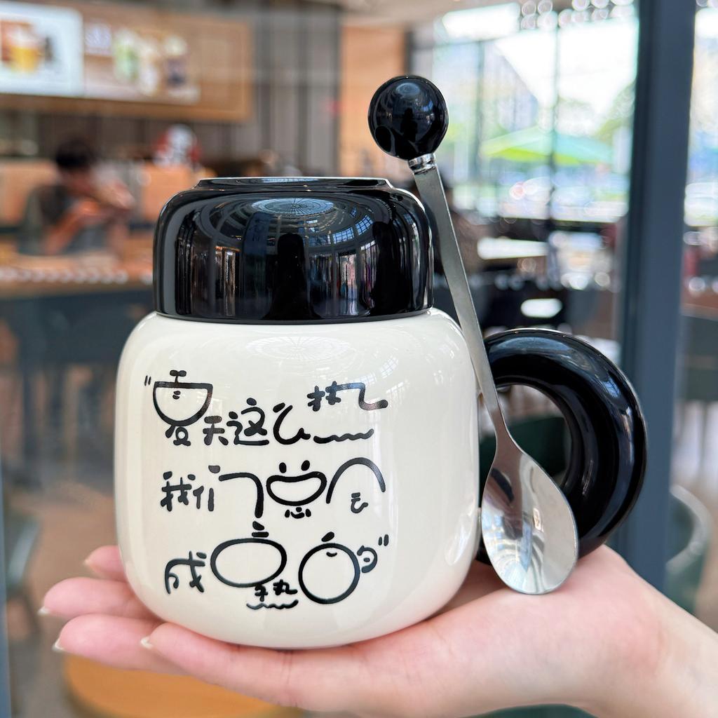 Simple Cup Girls New Mug with Lid High Value Ceramic Drinking Water Coffee Cup Home Office