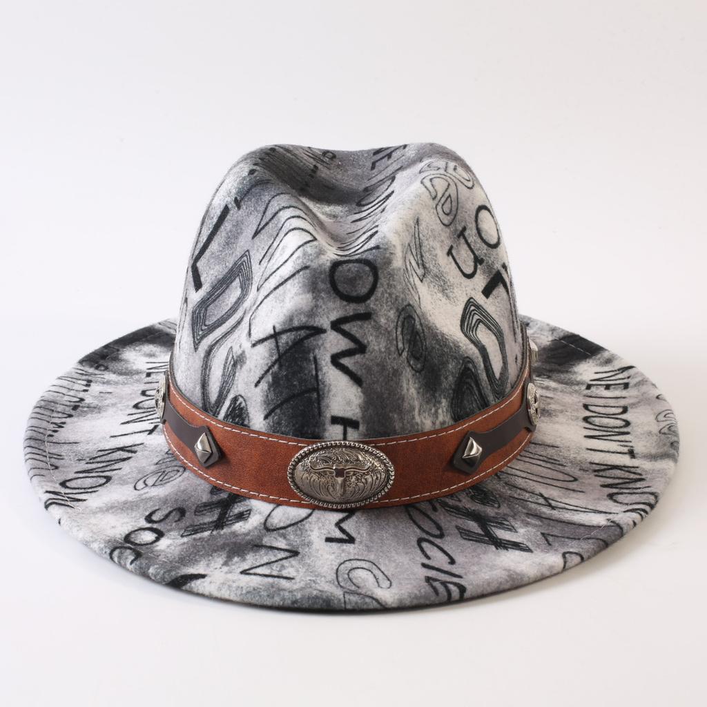 New European and American style letter printing fashion top hat men's and women's fashion jazz hat sunscreen sun hat