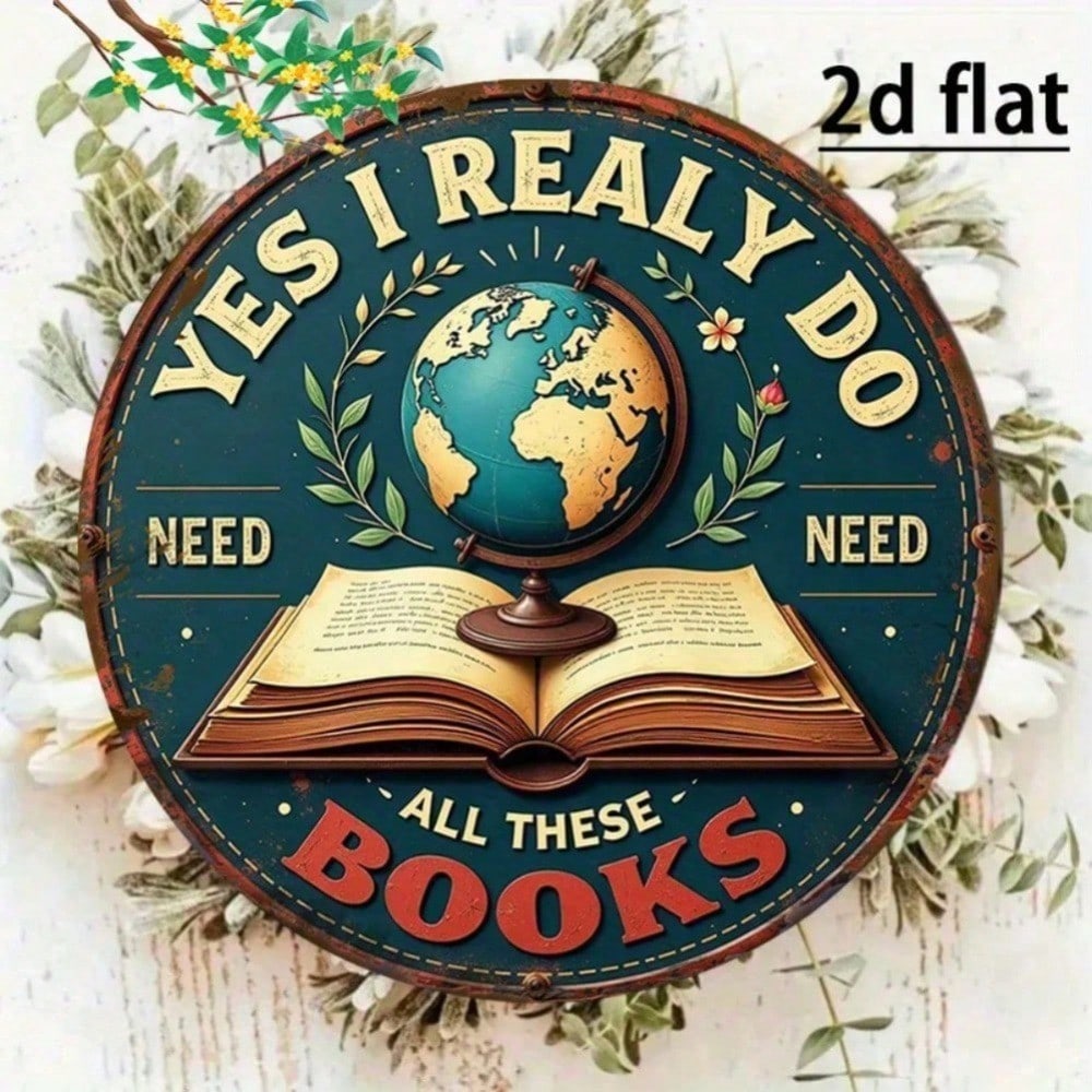 

Vintage Metal Sign Funny Books Quote Wall Art Decor For Home Library Bar 20x20 різнокольоровий