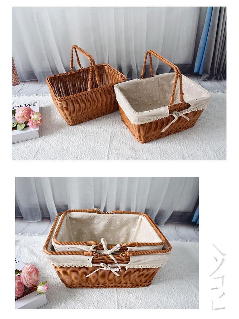 Outdoor Woven Rattan Storage & Picnic Basket with Lid – Ideal for Shopping, Gifts, Eggs & More