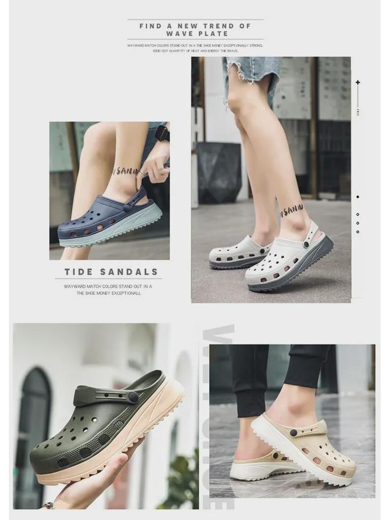 Męskie transgraniczne antypoślizgowe sandały z zakrytymi palcami z grubą miękką podeszwą na lato do użytku na zewnątrz i na plaży.