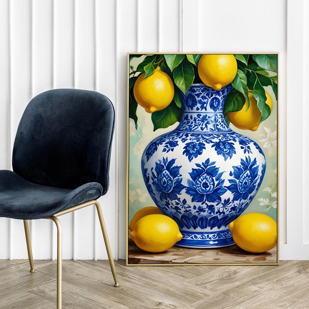 Plakat do kuchni cytryna w wazonie