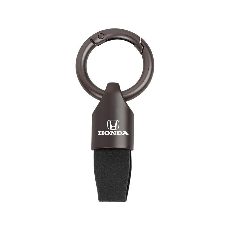 Leather Keychain Car Styling Emblem Metal Pendant For Honda Civic FIT Prelude Insight Odyssey Vezel CRV Accord Jazz HRV Stepwgn RH6