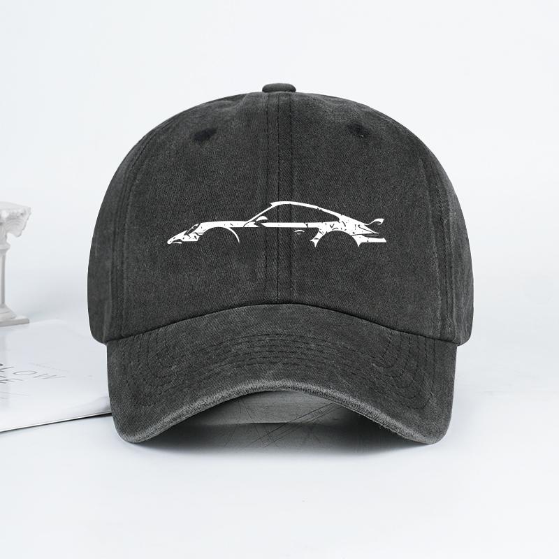 Classic Sports Car Silhouette Baseball Cap Men Retro Washed Cotton Adjustable Loose And Comfortable Adjustable& 8Y