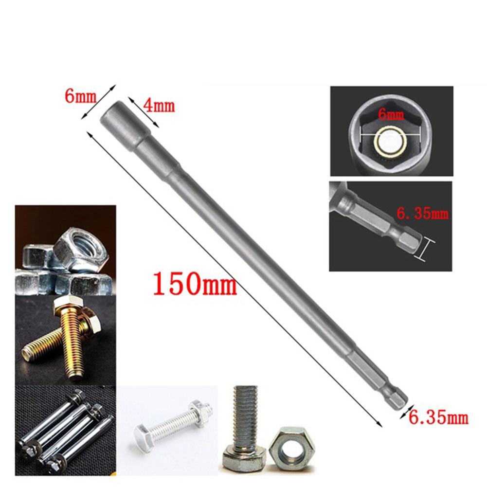 150mm Steel Socket Wrench Adapter Hex Magnetic Nut Driver Sleeve 8-19mm Chrome Vanadium Steel Socket Adapter Hand Tools Parts