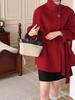 2025 Stand Collar Double-Sided Cashmere Wool Women's Mid-Length Petite Slimming Coat