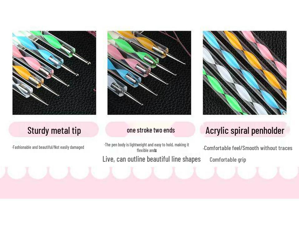 5-Piece Double-Headed Nail Art & Polymer Clay Dotting Tool Set