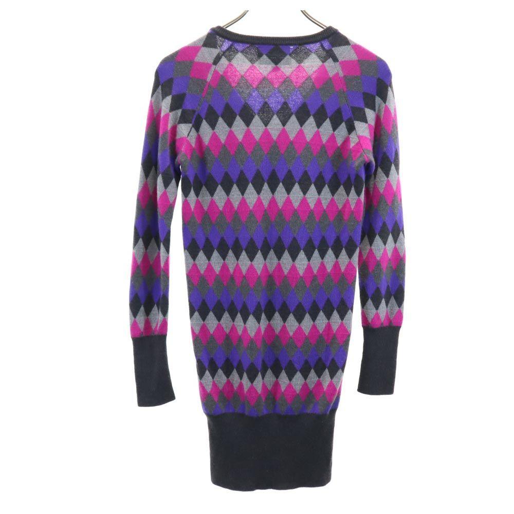 Fred Perry Wool Long Sleeve V Neck Sweater USA6 Gray Knit Dress Women Used