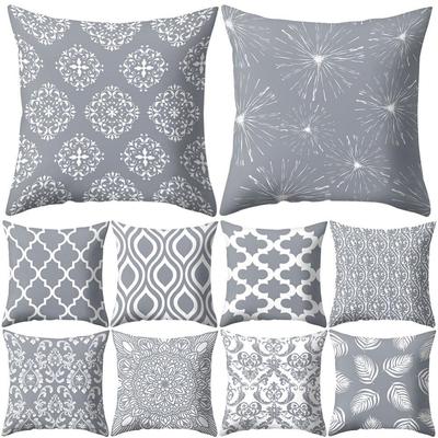 Cushion Cover Case Square Geometric Gray Throw Pillow Protector Bedding Articles
