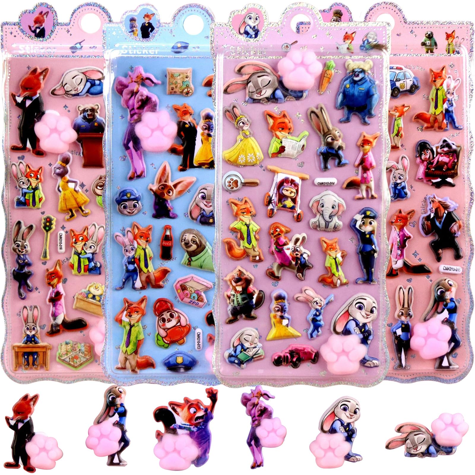 YAYAMIYA 4-Piece Butt Seal 3D Embossed Sticker Puffy Glossy Notebook DIY Smartphone Case Kids Girls Boys Toy Birthday