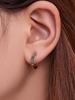 Qiong Yao 18k Gold Plated Stainless Steel Colorful Diamond Small Hoop Clip-on Earrings