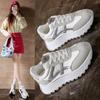 Zapatos casuales de plataforma gruesa para mujer, zapatos para caminar con cordones, antideslizantes, de cuero sintético, zapatillas de tenis cómodas para correr, zapatillas transpirables para mujer