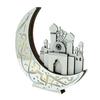 Ramadan Table Decoration Wooden Crescent Moon Star Eid Mubarak Ornament LED Light Up Ramadan Kareem Mosque Sign for Islamic Home Decor