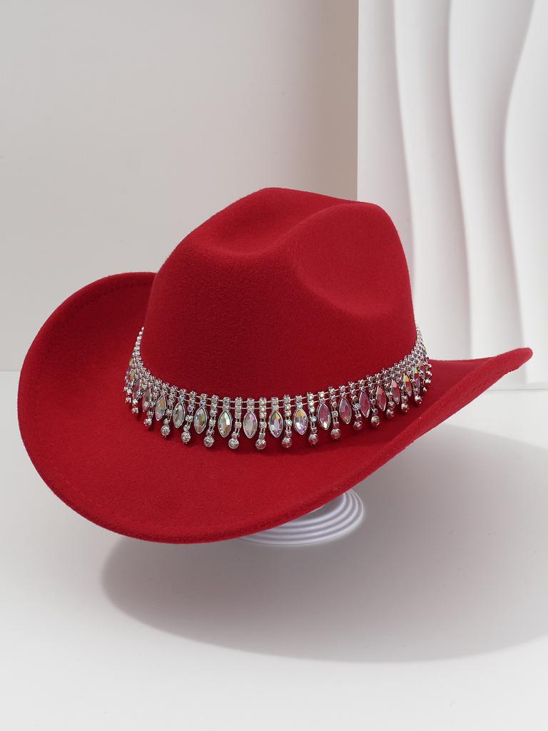 Men's and women's European and American elegant top hats, unique jazz cowboy hats, fringed gemstones, rhinestone accessories, belts, wedding engageme