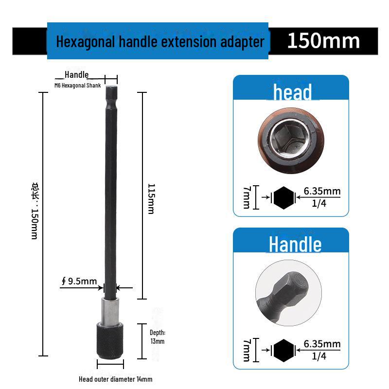 6.35mm Magnetic Hexagonal Self-Locking Extension Rod for Electric Drill