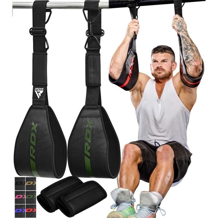 RDX Fitness AB Straps, Sangles Abdominaux Exercice de Gymnastique à la Maison Six Pack, Double Sangle D Anneau, Vert