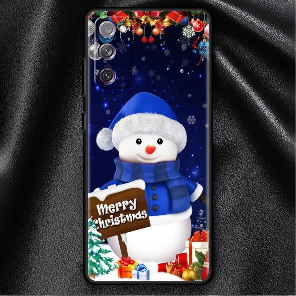 Bumper Case For Samsung Galaxy S22 Ultra S21 FE S20 Plus S10 Lite Phone Cover S10e S9 S8 S7 Silicone Funda Christmas Snowman Sac