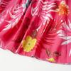 Floral Print Women Summer Dress Belted V Neck Short Sleeve Wrinkle Free