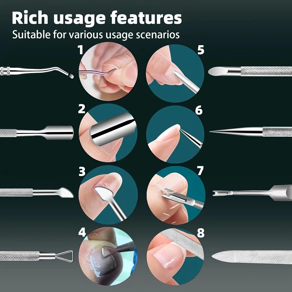 6pcs Stainless Steel Cuticle Remover Set, Precision Manicure & Pedicure Tools, Unscented Nail Care Kit for Polishing &Correction